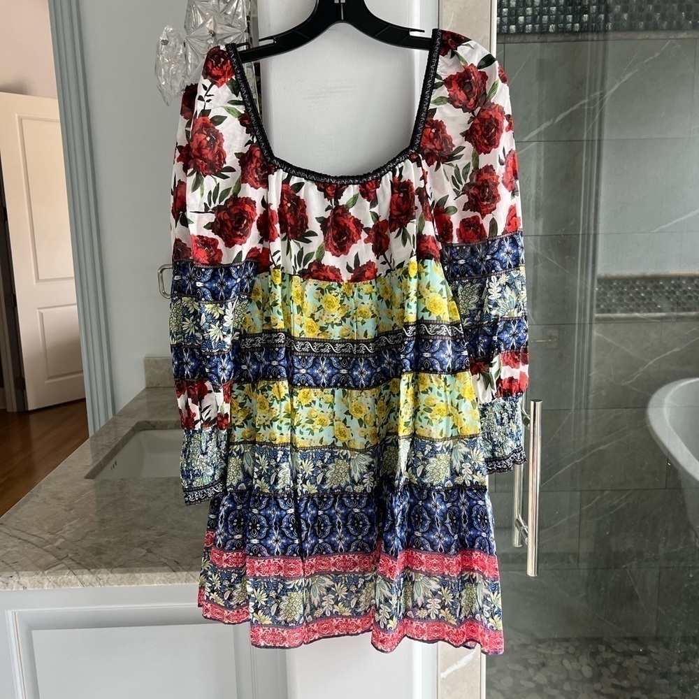 Alice + Olivia Rowen Smocked-Cuff Square-Neck Tunic Dress - Picture 10 of 11